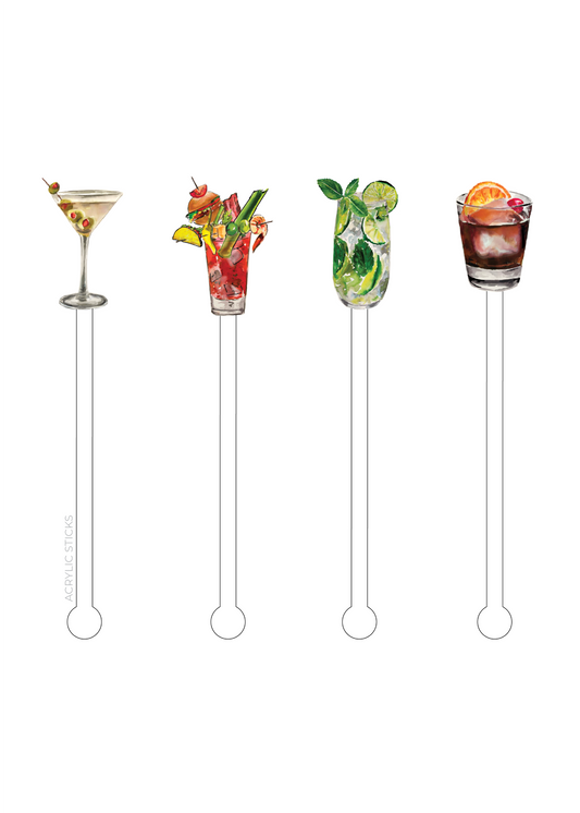 IT'S 5 O' CLOCK SOMEWHERE ACRYLIC STIR STICKS COMBO