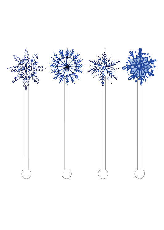 BLUE SNOWFLAKES ACRYLIC STIR STICKS COMBO