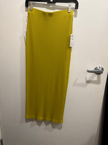 Rib Side Slit Midi Skirt