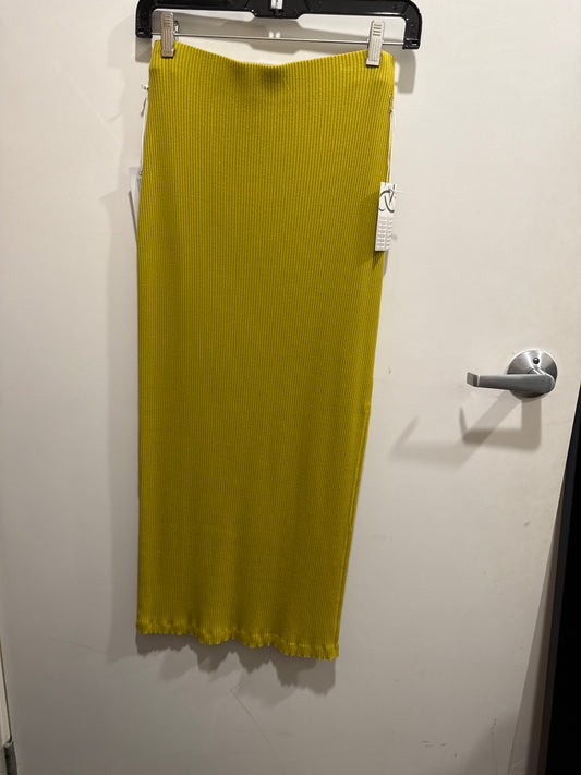 Rib Side Slit Midi Skirt