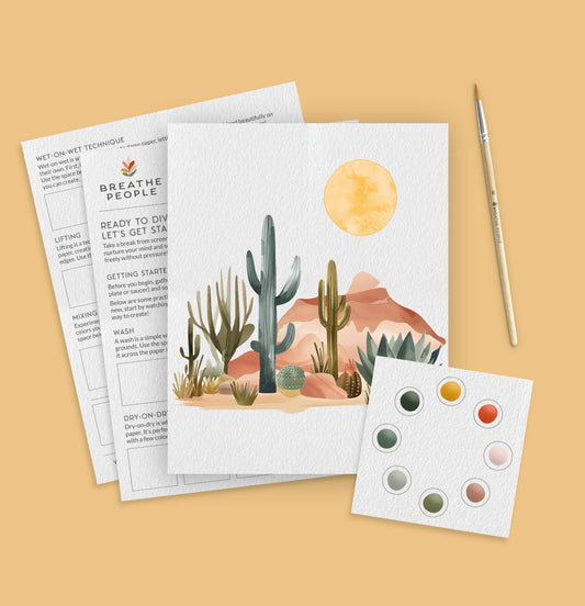 All-In-One Beginner Watercolor Kit - Desert Landscape