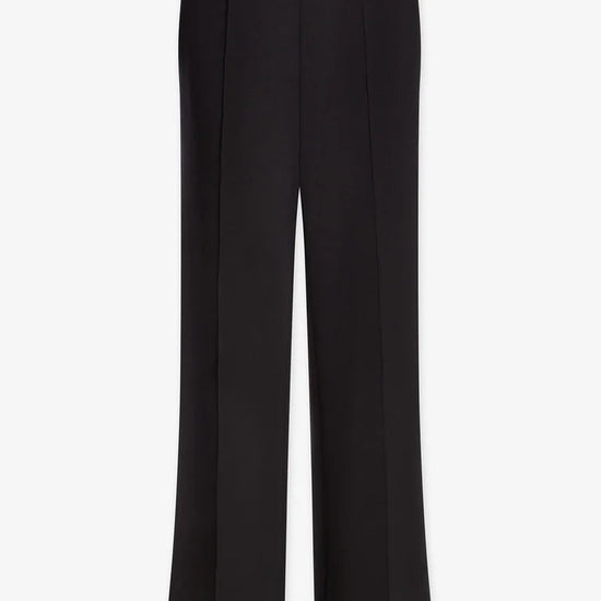 Black wide-leg pants on a white background