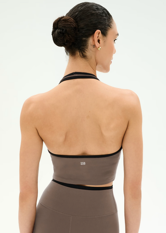taupe-brown athletic halter top 