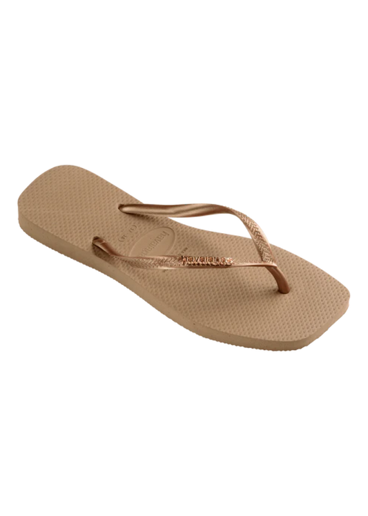 Slim Square Logo Metallic Sandal