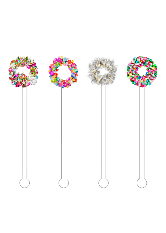 HAUTE CHRISTMAS WREATHS ACRYLIC STIR STICKS COMBO