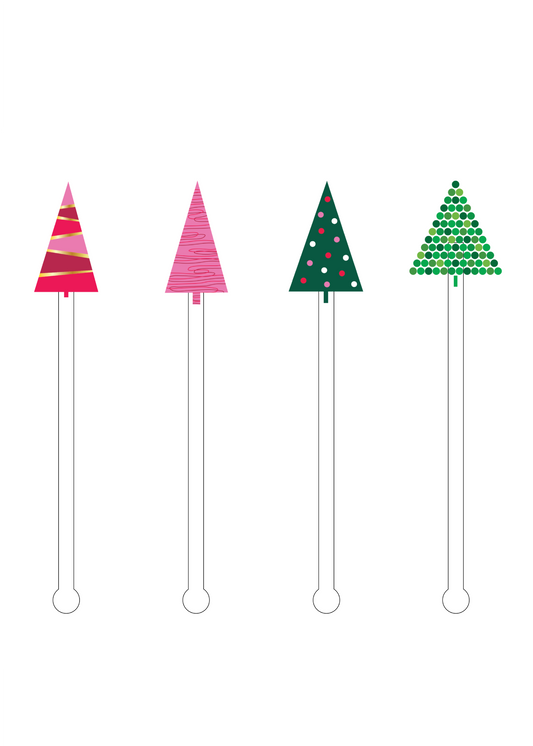 CHRISTMAS DECO TREES ACRYLIC STIR STICKS COMBO