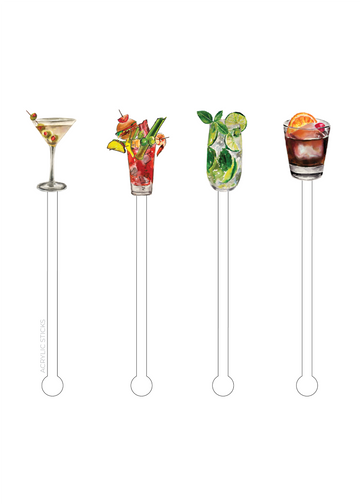 IT'S 5 O' CLOCK SOMEWHERE ACRYLIC STIR STICKS COMBO