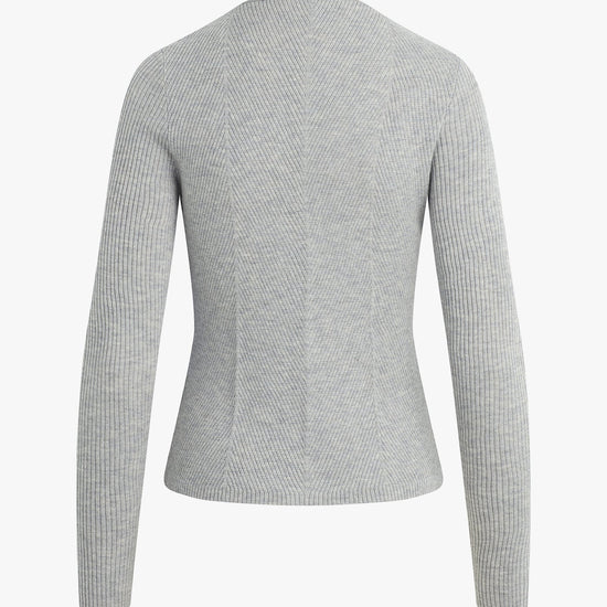 Gray ribbed sweater on a white background