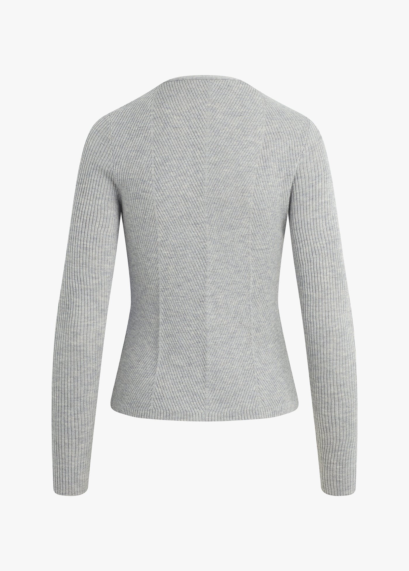 Gray ribbed sweater on a white background